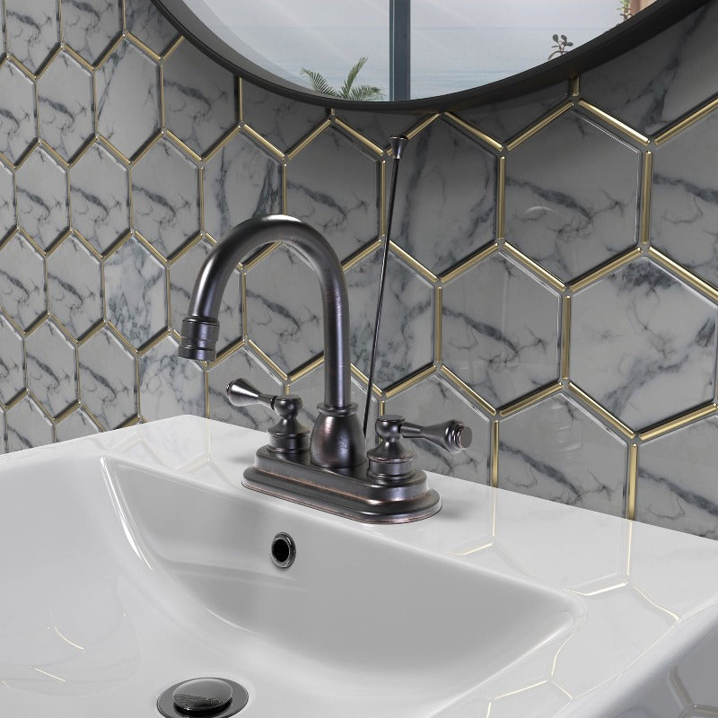 High Arc Bathroom Sink Faucet With Lift in Oil Rubbed Bronze Finish