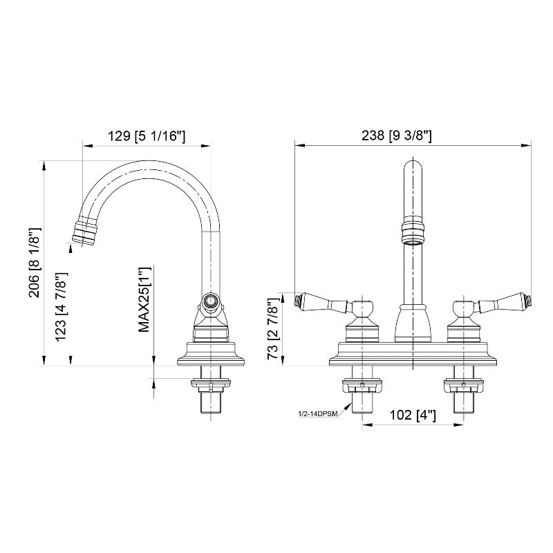 Two Handle Bathroom Faucet in Oil Rubbed Bronze Finish