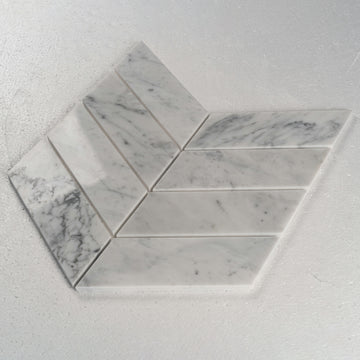 8 X 11 in. Bianco Carrara Chevron Polished Marble Mosaic