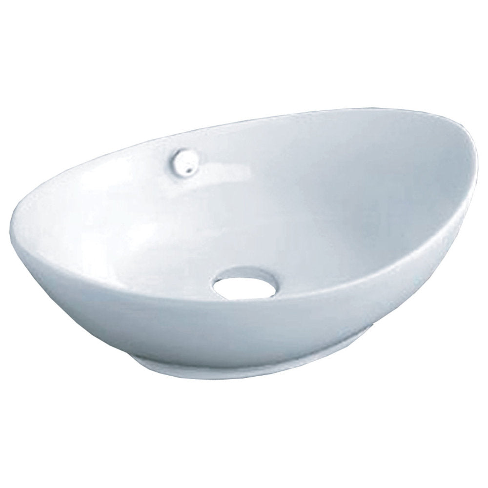 Canoe - 23 1/4" x 15" x 7 1/2"  White  Porcelain Oval Shaped Vessel Sink