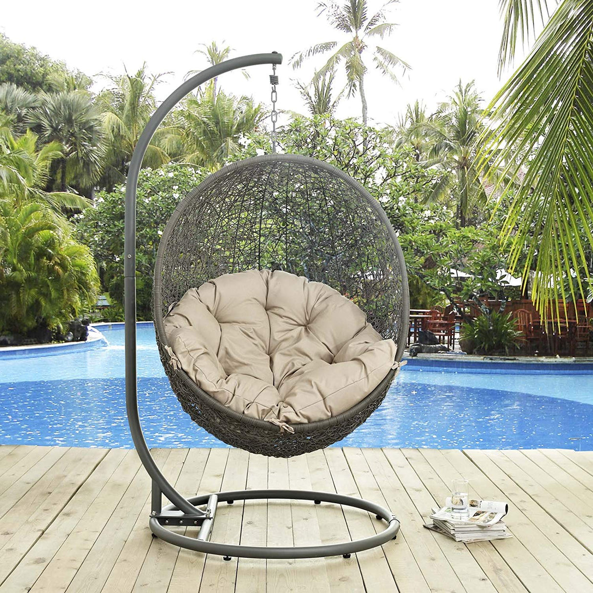 Egg Hammock Chair With Hanging Kits - Fastness Hanging Hide Outdoor Patio Swing Chair With Stand - BUILDMYPLACE