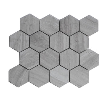 Wooden White 3" Hex Honed Mosaic 12" X 10" X 10 mm