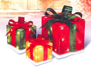 3-Piece Glistening Gift Box Lighted Christmas Outdoor Decoration