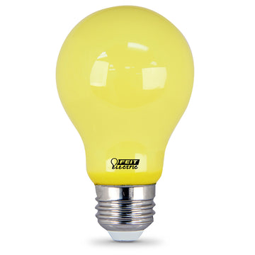 A19 LED Yellow Bug Light, 5 Watt, A-Shape , Medium E26 Base, Lumens 400