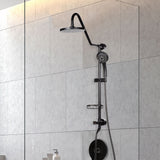 Rain Shower System W/ 8" Showerhead - 36.25"H X 8"W X 23.75"D - Brass - Adjustable Brass Slider - Surface Mounted Shower Systems