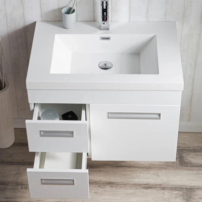 Alpha Floating / Wall Mounted Bathroom Vanity with Acrylic Sink