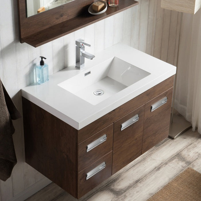 Alpha Floating / Wall Mounted Bathroom Vanity with Acrylic Sink