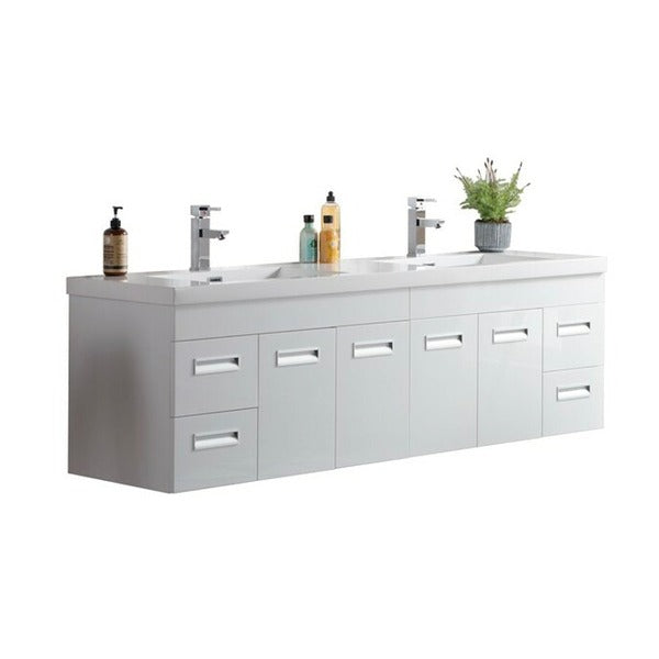 Alpha Floating / Wall Mounted Bathroom Vanity with Acrylic Sink