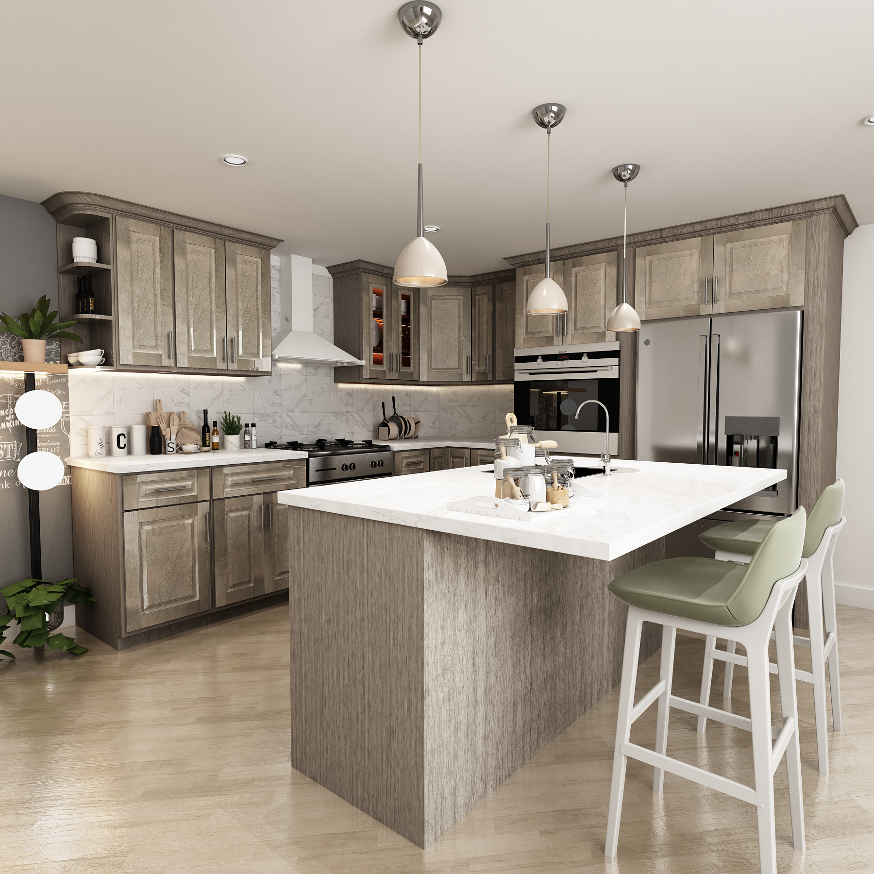 10x10 Kitchen Layout Design - Aspen Charcoal Grey Cabinets