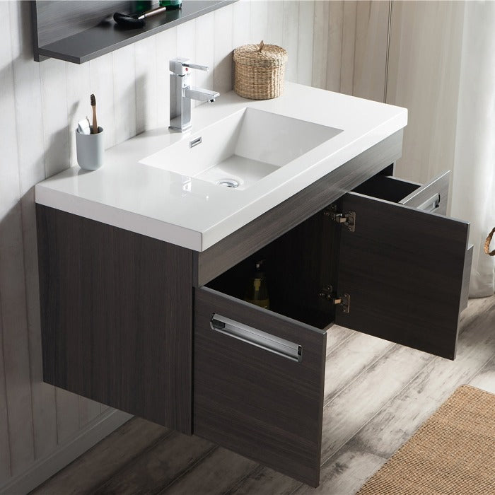 Alpha Floating / Wall Mounted Bathroom Vanity with Acrylic Sink