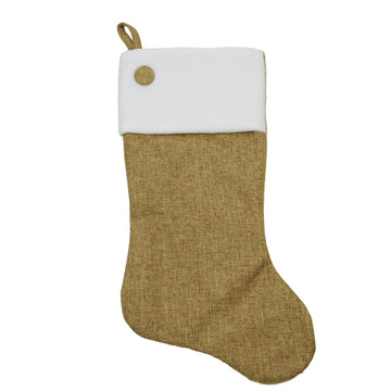 20" Natural Tan Christmas Tree Stocking with Button and Fleece Cuff