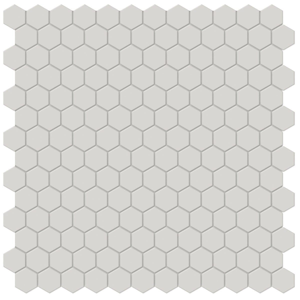 1 In Hexagon Soho Halo Grey Matte Glazed Porcelain Mosaic