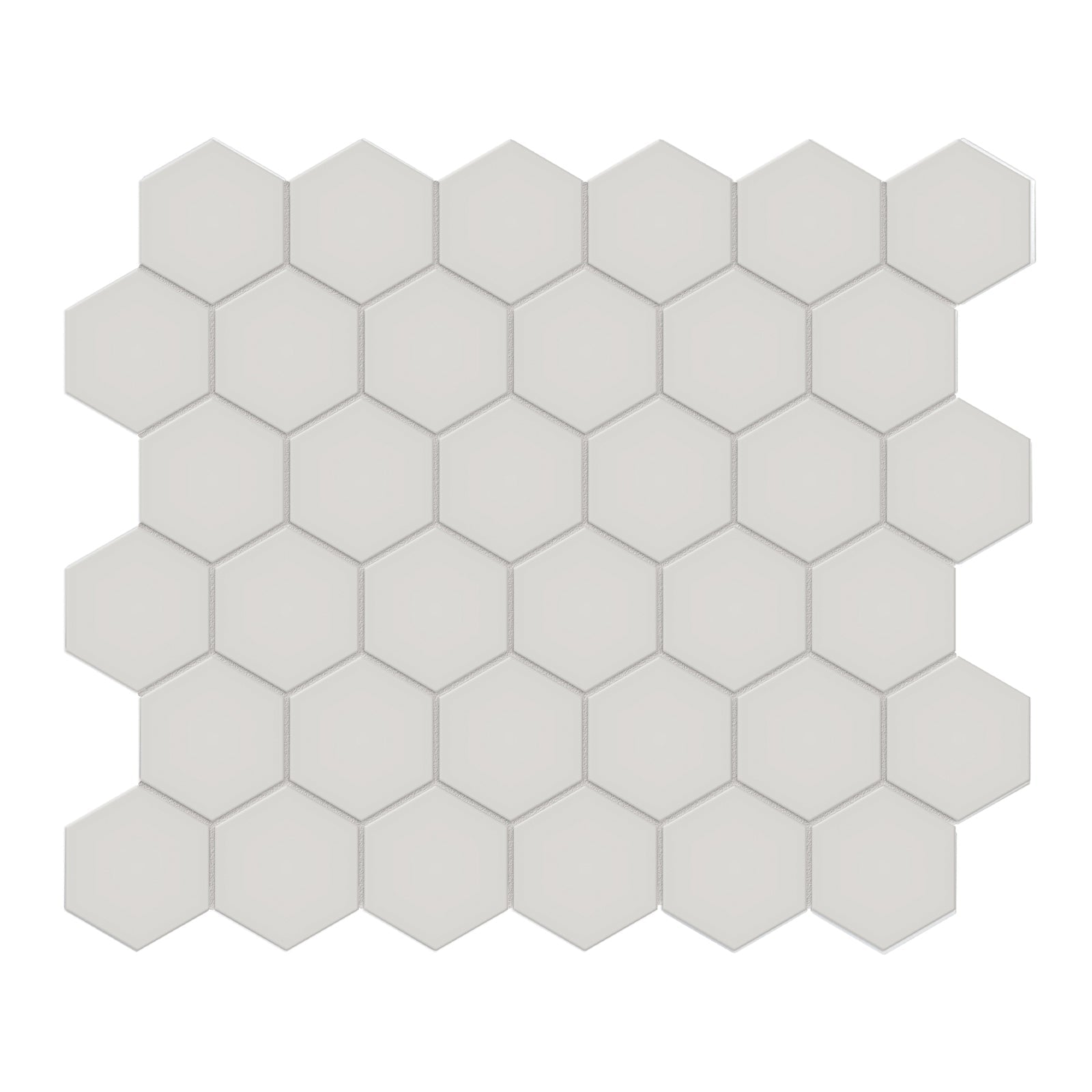 2 In Hexagon Halo Grey Soho Matte Unglazed Porcelain Mosaic