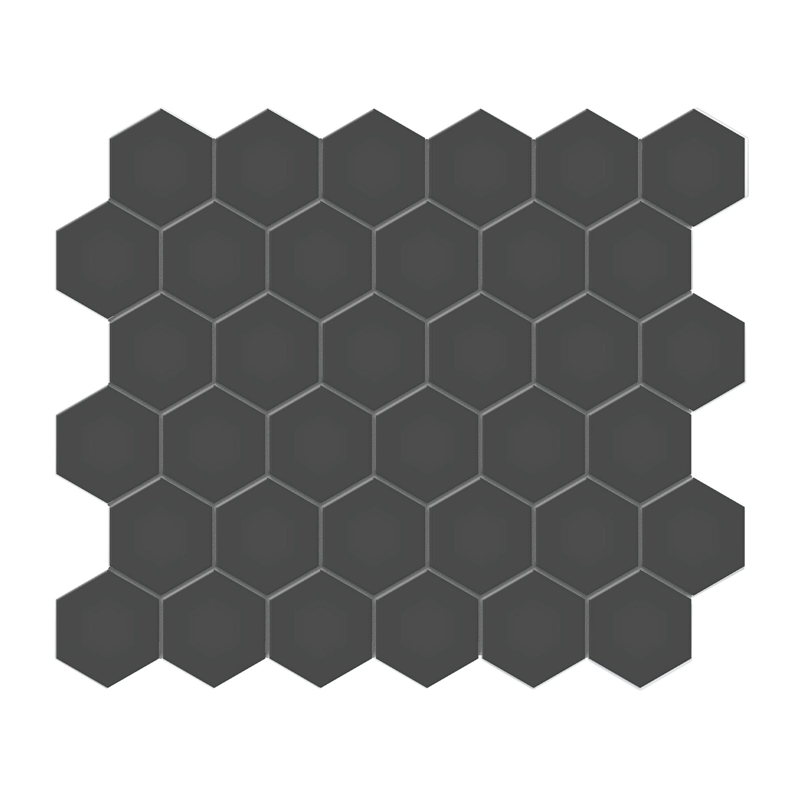 2 In Hexagon Soho Retro Black Matte Unglazed Porcelain Mosaic