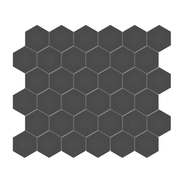 2 In Hexagon Soho Retro Black Matte Unglazed Porcelain Mosaic
