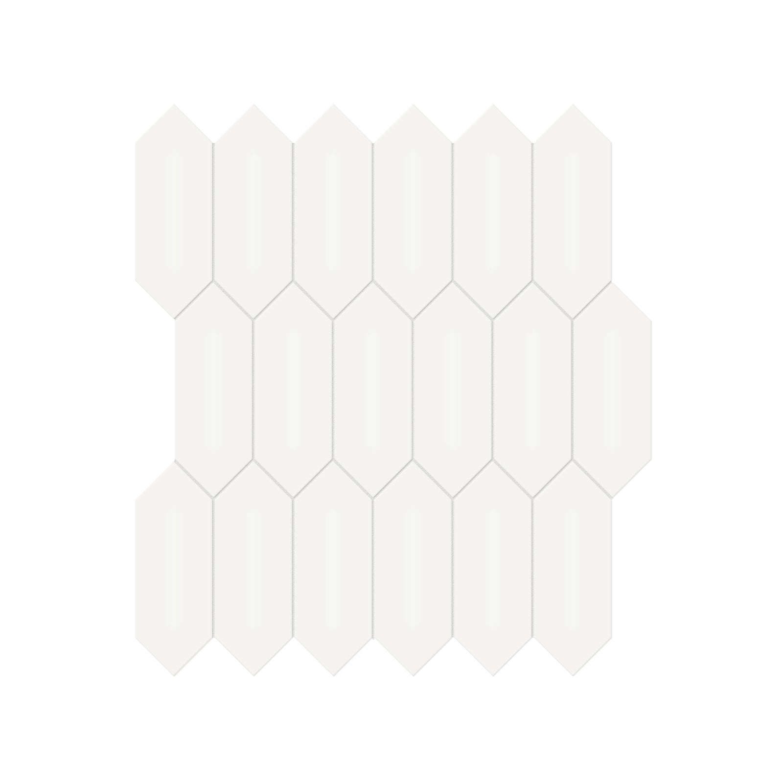 2 X 5 In Picket Soho Canvas White Glossy Glazed Porcelain Mosaic