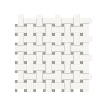 Basketweave Canvas White W/ Dot Soho Cement Chic Matte Glazed Porcelain Mosaic
