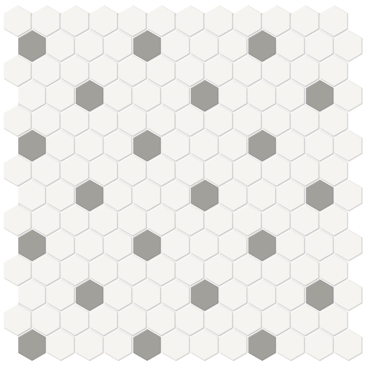 1 In Hexagon Canvas White W/ Insert Soho Cement Chic Matte Glazed Porcelain Mosaic