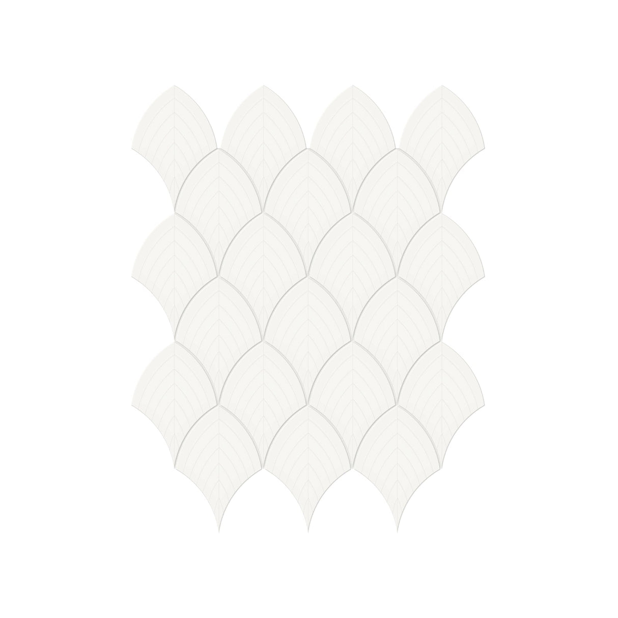 Scallop Soho Canvas White Glossy Glazed Porcelain Mosaic