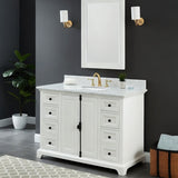 Icon Premium Freestanding Solid Wood White Bathroom Vanity with 1 In. Thick Premium Carrara Natural Marble Sink Top with 4 In. Backsplash