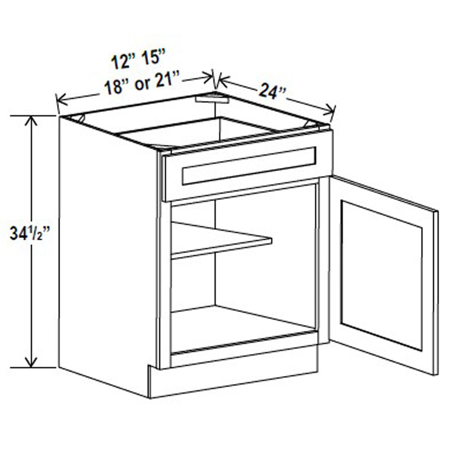 Kitchen Base Cabinets - 12W x 34-1/2H x 24D - Aspen White - RTA