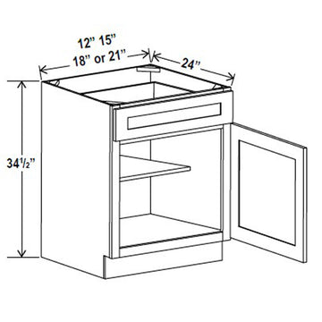 Kitchen Base Cabinets - 12W x 34-1/2H x 24D - Aspen Charcoal Grey - RTA