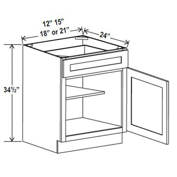 Kitchen Base Cabinets - 12W x 34-1/2H x 24D - Charleston Saddle