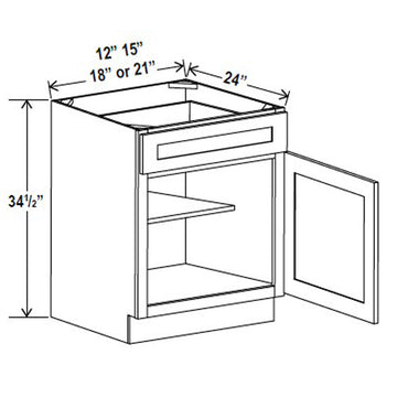 Kitchen Base Cabinets - 12W x 34-1/2H x 24D - Charleston Saddle - RTA