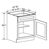 Kitchen Base Cabinets - 15W x 34-1/2H x 24D - Aria Shaker Espresso - RTA