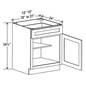 Kitchen Base Cabinets - 15W x 34-1/2H x 24D - Aspen White - RTA