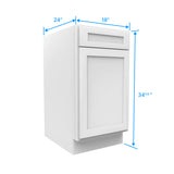 Kitchen Base Cabinets - 18W x 34-1/2H x 24D - Aria White Shaker - RTA