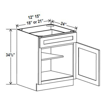 Kitchen Base Cabinets - 18W x 34-1/2H x 24D - Charleston Saddle