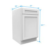 Kitchen Base Cabinets - 21W x 34-1/2H x 24D - Aria White Shaker - RTA