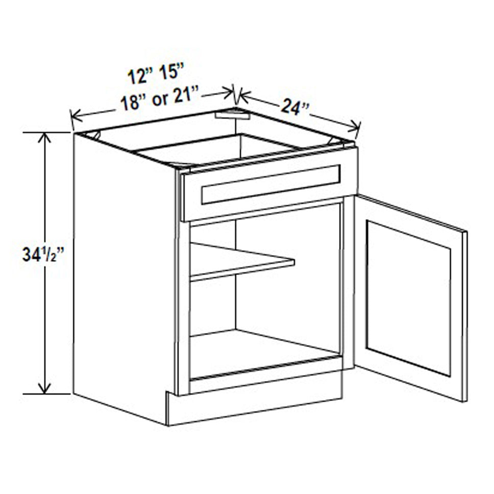 Kitchen Base Cabinets - 21W x 34-1/2H x 24D - Aspen Charcoal Grey