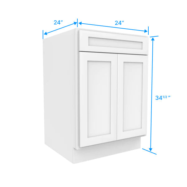 Kitchen Base Cabinets - 24W x 34-1/2H x 24D - Aria White Shaker - RTA