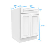 Kitchen Base Cabinets - 24W x 34-1/2H x 24D - Aria White Shaker - RTA