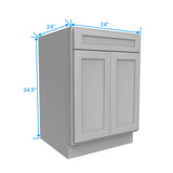 Kitchen Base Cabinets - 24W x 34.5H x 24D - Grey Shaker Cabinet - RTA