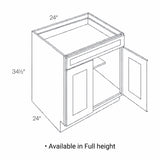 RTA - Park Avenue White - Single Drawer Double Door Base Cabinet | 24"W x 34.5"H x 24"D