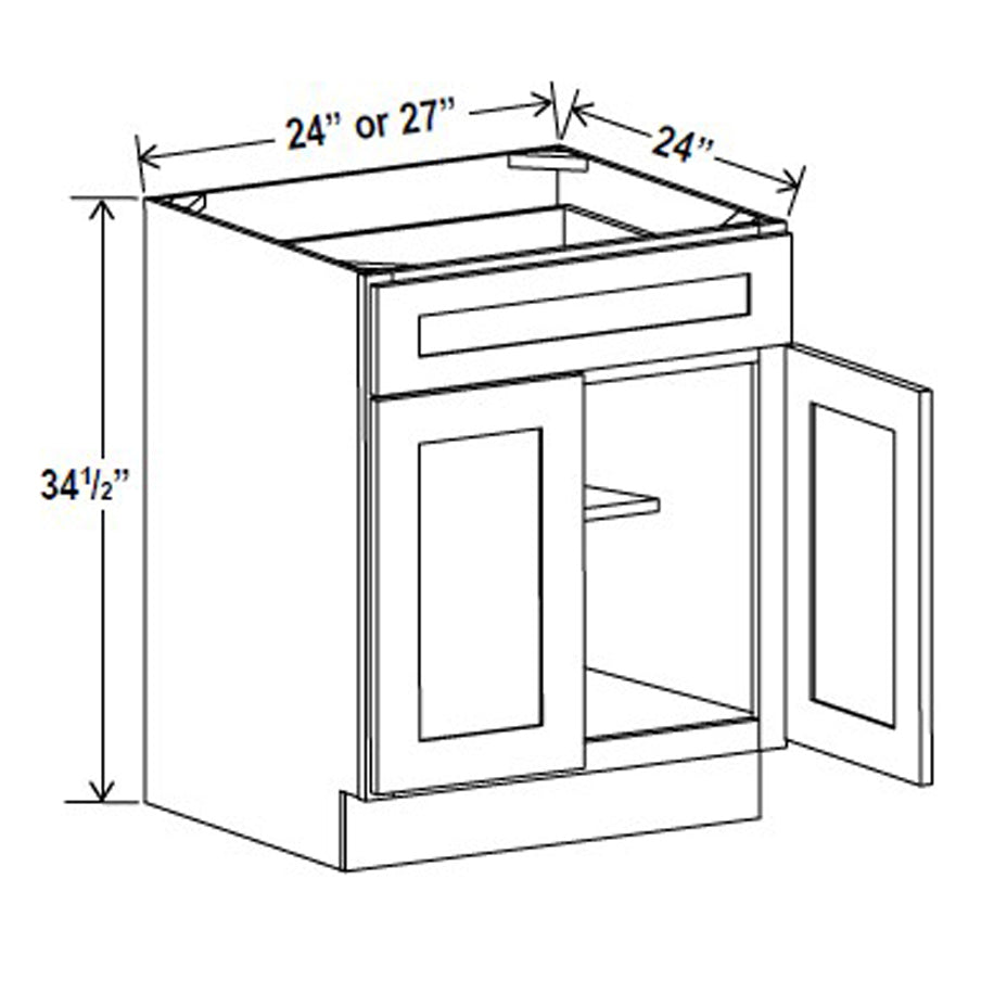 Kitchen Base Cabinets - 24W x 34-1/2H x 24D - Aspen White