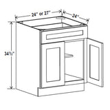 Kitchen Base Cabinets - 24W x 34-1/2H x 24D - Aria Shaker Espresso