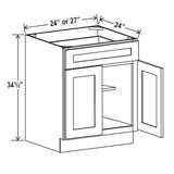 Kitchen Base Cabinets - 24W x 34-1/2H x 24D - Blue Shaker Cabinet - RTA