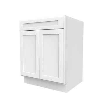 Kitchen Base Cabinets - 27W x 34-1/2H x 24D - Aria White Shaker - RTA