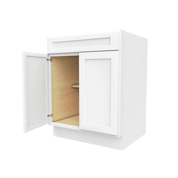Kitchen Base Cabinets - 27W x 34-1/2H x 24D - Aria White Shaker - RTA