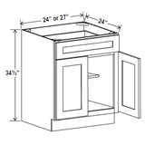 Kitchen Base Cabinets - 27W x 34-1/2H x 24D - Aria Shaker Espresso - RTA