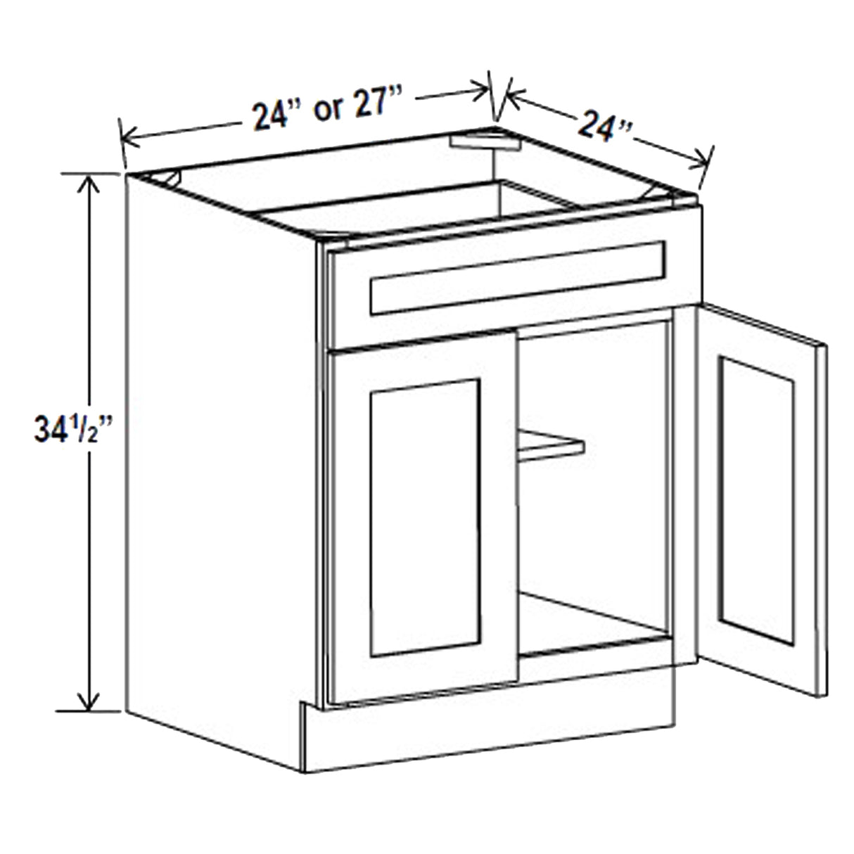 Kitchen Base Cabinets - 27W x 34-1/2H x 24D -Charleston White - RTA