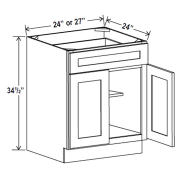 Kitchen Base Cabinets - 27W x 34-1/2H x 24D - Aspen White - RTA