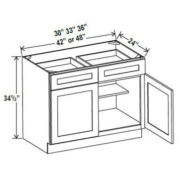 Kitchen Base Cabinets - 33W x 34-1/2H x 24D - Aria Shaker Espresso - RTA