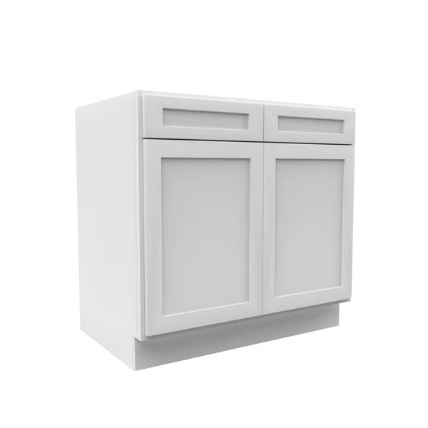 Kitchen Base Cabinets - 36W x 34-1/2H x 24D - Aria White Shaker - RTA