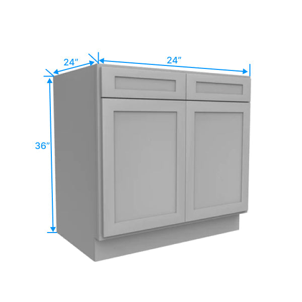 Kitchen Base Cabinets - 36W x 34.5H x 24D - Grey Shaker Cabinet - RTA