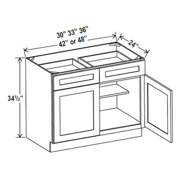 Kitchen Base Cabinets - 36W x 34-1/2H x 24D - Aria Shaker Espresso - RTA